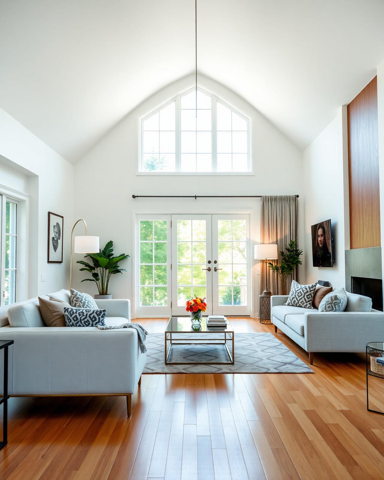 Freshly painted living room with new hardwood flooring